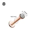 Titanium Labret Stud 16G 2.5mm Clear Crystal Rose Gold Cartilage Piercing Earring - 2.5mm Rhinestone Inlaid Style / 1.2*6mm / Rose Gold