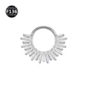 Anello per Setto in Titanio F136 Zircone Raggi Orecchino Cartilagine Piercing Gioiello - Stile 5 Argento