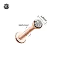 Rose gold G23 titanium labret stud piercing 16G 3.0mm clear cubic zirconia cartilage earring. - 3mm Rhinestone Inlaid Style / 1.2*6mm / Rose Gold