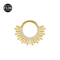 Anello per setto in titanio F136 dorato di alta qualità piercing cartilagine motivo sole variante - Stile 5 Oro