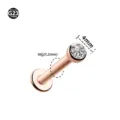 G23 titanium labret piercing stud rose gold clear crystal 16G 1.2mm 4mm body jewelry - 4mm Rhinestone Inlaid Style / 1.2*6mm / Rose Gold