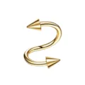 Goldene Spirale Piercing Schmuck, Twister Barbell mit Kegeln für Lippe, Ohr Knorpel. - Kegel / 1.2*8*3mm / Gold