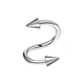 Edelstahl Spiral Barbell Piercing Schmuck mit Kegel Enden für Lippe und Ohrknorpel. - Kegel / 1.2*8*3mm / Silber