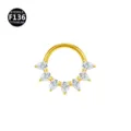 Anello per piercing in titanio F136 da cartilagine con eleganti pietre zircone a goccia. - Stile 6 Oro
