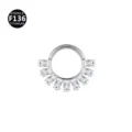 Anello Setto Titanio con Zircone Baguette Cartilagine Clicker Gioiello Corpo 16G - Stile 7 Argento