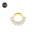 Elegante anello da naso in titanio F136 dorato con zirconi baguette per piercing corpo - Stile 7 Oro