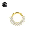 Anello per Piercing in Titanio F136 Zircone Cluster Septum Clicker Gioiello Corpo - Stile 8 Oro