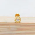 G23 titanium labret stud with crystal zircon flower design, cartilage piercing body jewelry. - Style 3 Gold