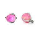 Titanium piercing ball with pink opal stone, threaded body jewelry accessory for ear. - Aurora Opal Bead Top / 0.9*3mm Thread / Iridescent Pink (OP22)