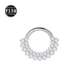 Anello segmentato in titanio con zirconi cubici scintillanti, gioiello piercing - Stile 8 Argento