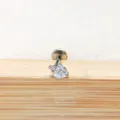 F136 Titanium Trilliant CZ Labret Stud Piercing Body Jewelry Earring Top - 1.2*6mm / Marquise Wing Style Silver
