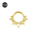 anello setto naso in titanio f136 piercing cartilagine orecchio con zirconi cristalli - Stile 9 Oro