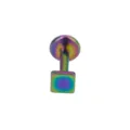 Bunter Regenbogen Edelstahl quadratischer Labret Stecker Knorpel Piercing Schmuck - Quadratisch farbig / 1,2*4 mm M1,0