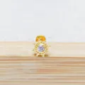Gold titanium cartilage labret stud featuring a sparkling zirconia sun flower design. - Style 4 Gold