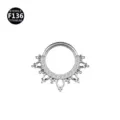 Anello Setto Segmento Titanio F136 Cerniera Daith Cartilagine Orecchio Piercing Cristallo - Stile 9 Argento