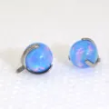 G23 Titanium Blue Opal Piercing Ball Ear Stud Replacement Accessory Body Jewelry 1 Piece - Aurora Opal Bead Top / 0.9*4mm Thread / Iridescent Sky Blue (OP509)
