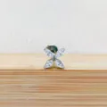 Pieno per piercing labbro in titanio con motivo floreale a quattro zirconi scintillanti. - Stile 5 Argento / 1.2*6mm