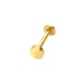 Goldfarbener Edelstahl Labret Stecker und Ohrknorpel Piercing mit flacher Rückseite neu. - Rund Gold / 1,2*4 mm M1,0