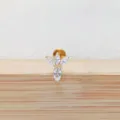 Gioiello per piercing in titanio con zirconi cubici a grappolo floreale per orecchio e labbra. - Stile 6 Oro (Fiore in Strass Marquise) / 1.2*6mm