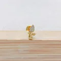 G23 titanium leaf labret stud featuring sparkling cubic zirconia for cartilage ear piercing. - Style 8 Gold
