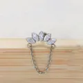 Titan Markise Zirkonia Cluster Lippenring hängende Kette Ohrstecker Piercing Schmuck - 1.2*6mm / Stil 8 Silber