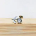 Titanium flower labret stud with sparkling cubic zirconia, perfect for cartilage piercing jewelry. - Style 9 Silver