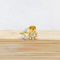 Titanium Labret Stud Zirconia Flower Leaf Cartilage Piercing Body Jewelry Variant - Style 9 Gold