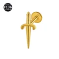 Titanium Dolch Labret Stecker 18K Vergoldet Knorpel Ohrring Body Piercing Schmuck - 1.2*8mm / Schwert-Stil Gold