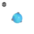 G23 Titanium 3-Prong Nebula Opal Replacement Ball Body Piercing Jewelry Lip Cartilage - 3-Prong Opal Bead Top (R03) / 0.9*4mm Thread / Iridescent Blue