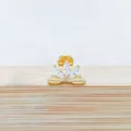 Titanium labret stud with zircon flower and leaf design ear cartilage piercing body jewelry - Style 10 Gold