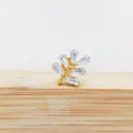 Titanium cartilage earring featuring sparkling cubic zirconia stones in a delicate leaf design. - Style 12 Gold