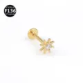Titanium Internal Thread Labret Stud Zircon Star Cartilage Piercing Body Jewelry New - Style 13 Gold