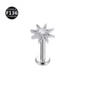 Titanium CZ Star Cartilage Stud Piercing Flat Back Body Jewelry Lip Ear Ring 1pc - Style 13 Silver