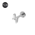 Titanium Labret Stud Piercing Zirconia Cartilage Earring Body Piercing Accessory - Style 14 Silver