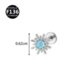 Titanium Labret Stud Piercing with Blue Zircon Flower Star Top and Flat Back 0.62cm - Silver Style 17