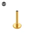 G23 Titanium Labret Stud Post Internal Thread Body Piercing Jewelry Gold Flat Back 1pc - Round Gold