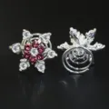 Épingles à cheveux spirale strass argent cristal fleur twist épingle accessoires de mari - Pince à Cheveux Flocon Spirale / Rose
