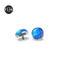 Titanium Labret Piercing Schmuck mit blauem synthetischem Opal Stein, mit Gewinde. - OP05 Blauer Opal Ohne Kette / 0.9*3 mm