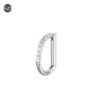 Piercing naso orecchio anodo forma D in titanio argento con zirconi per setto ed elice - 1.0*8mm / Argento bianco con semi-pavé di strass