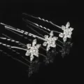 Épingles à cheveux en forme de flocon de neige en cristal pour coiffure de mariée. - Épingle à Cheveux Flocon en U / Blanc