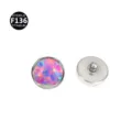 F136 Titan Opal Piercing Aufsatz Wellen Einfassung Labret Ohrring Koerperschmuck - OP38 Rosa Opal Ohne Kette / 0.9*3 mm