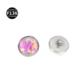 Titan Labret Stecker Aufsatz mit Rosa Opal und gewelltem Rand fuer Piercing Schmuck - OP42 Rosa Opal Ohne Kette / 0.9*3 mm