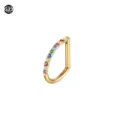 Anello da naso in titanio a forma di D con zirconi colorati per piercing del corpo - Oro colorato con semi-pavé di strass