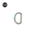 Anello piercing in titanio a forma di D con pietre blu, gioiello elegante per naso o orecchio. - Turchese