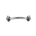 Stainless steel curved barbell piercing jewelry with black zircon stones for body art. - 1.2x8mm Post [Internal Thread M1.0] / Silver Black