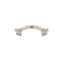 Rose gold curved barbell eyebrow piercing jewelry with sparkling stones for body art. - 1.2x8mm Post [Internal Thread M1.0] / Rose Gold and Aurora Borealis