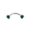 Rvs gebogen barbell wenkbrauw piercing met groene zirkonia stenen voor dames en heren. - Zilver Groen