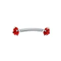 Roestvrijstalen gebogen barbell wenkbrauwpiercing met rode zirkoonstenen lichaamsjuweel. - Zilver Rood