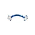 Blauwe roestvrijstalen gebogen barbell wenkbrauwpiercing ring met heldere zirkonia stenen. - Blauw en Wit