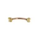 Roestvrij staal gebogen barbell wenkbrauw piercing ring met gele zirkoon stenen variant. - Roségoud Geel